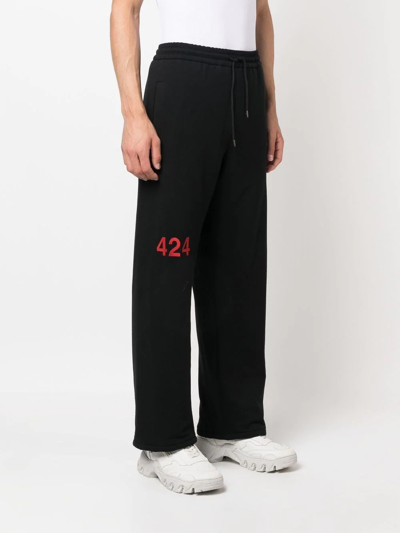 Shop 424 Logo-print Detail Track Pants In Black