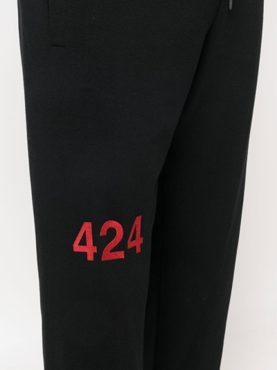 Shop 424 Logo-print Detail Track Pants In Black