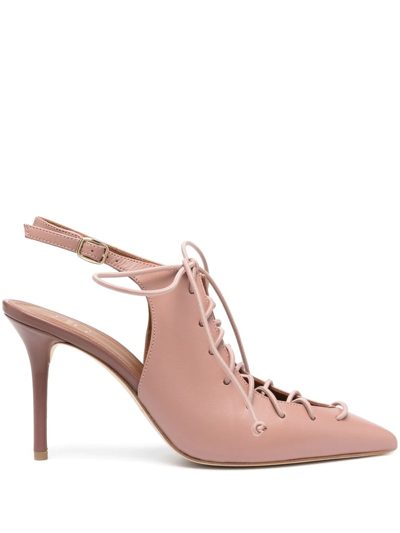 Shop Malone Souliers Alessandra Lace-up 100mm Pumps In Pink