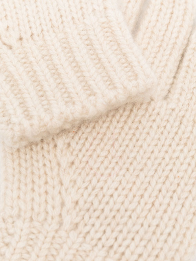 Shop Bonpoint Knitted Cashmere Gloves In Neutrals