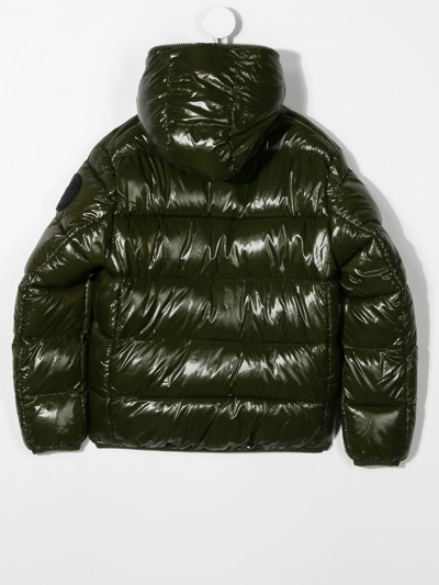 Save The Duck Padded-design Hooded Jacket In Green