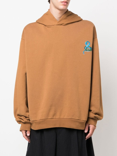 Marni Snake Graphic Print Hoodie In Brown