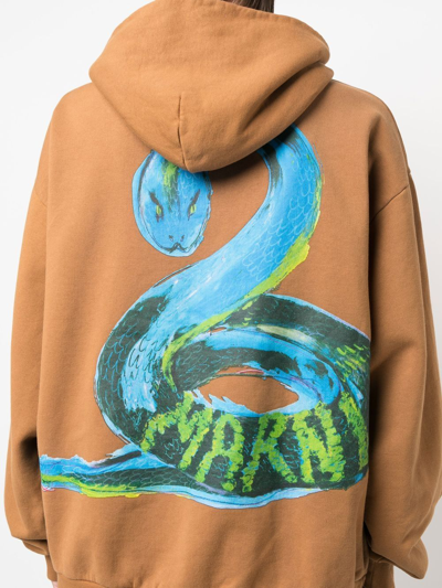 Marni Snake Graphic Print Hoodie In Brown