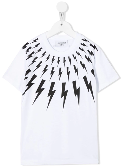 Shop Neil Barrett Bolt-print Short-sleeve T-shirt In White