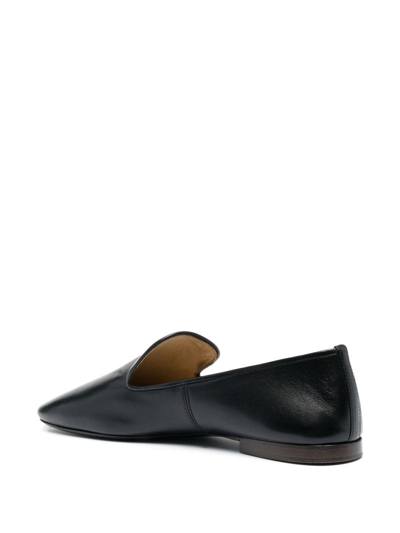 Shop Lemaire Square-toe Leather Loafers In Black