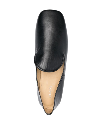 Shop Lemaire Square-toe Leather Loafers In Black