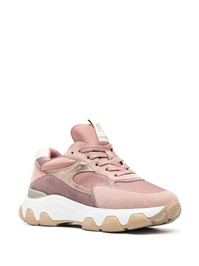 Shop Hogan Panelled Logo-patch Sneakers In Pink