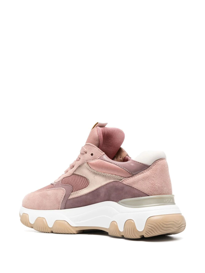 Shop Hogan Panelled Logo-patch Sneakers In Pink