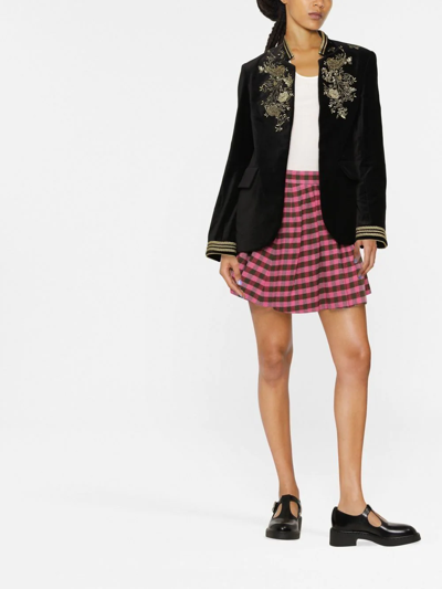 Kenzo High-waisted Check-pattern Skirt In Pink