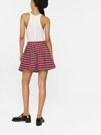 Shop Kenzo High-waisted Check-pattern Skirt In Pink