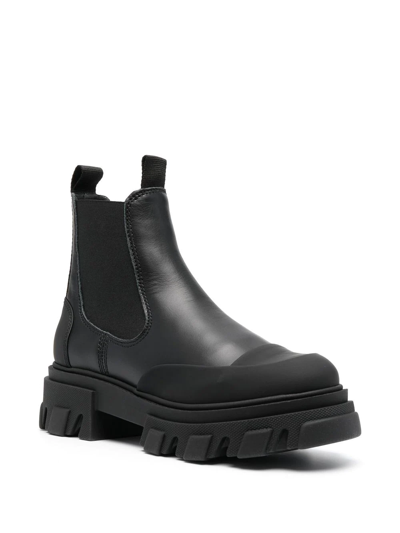 Shop Ganni Rear-logo Chelsea Boots In Black
