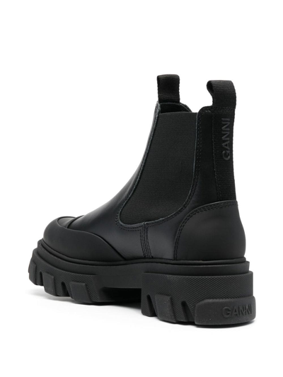 Shop Ganni Rear-logo Chelsea Boots In Black