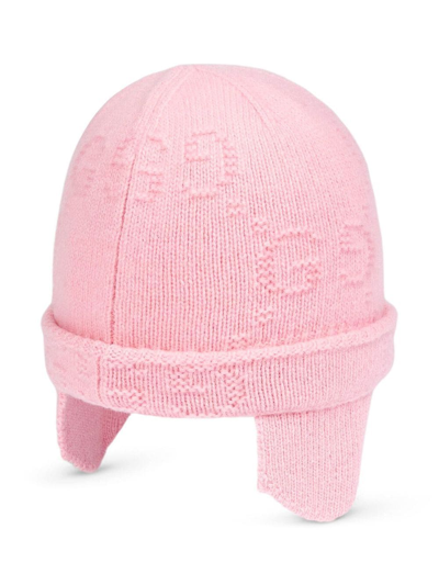 Shop Gucci Gg-logo Knitted Hat In Pink