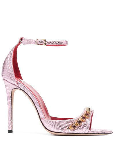 Shop Hardot 110 Crystal-embellished Open-toe Sandals In Pink