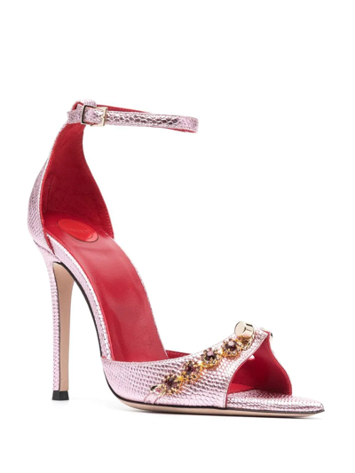 Shop Hardot 110 Crystal-embellished Open-toe Sandals In Pink