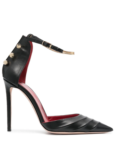 Shop Hardot Chain-detail Pointed-toe Pumps In Black
