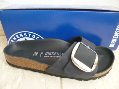 Pre-owned Birkenstock Madrid Pantolette Pantoletten Sandalen Sandaletten Leder Schwarz