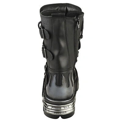 Pre-owned New Rock Rock Boot Metallic M-107-s2 Unisex Black Stiefel Plattform - 44 Eu