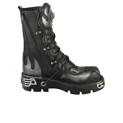 Pre-owned New Rock Rock Boot Metallic M-107-s2 Unisex Black Stiefel Plattform - 43 Eu