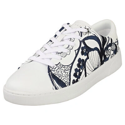 Pre-owned Ted Baker Kemmii Damen White Navy Sneaker Mode - 39 Eu