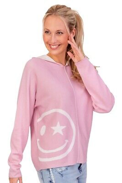 Pre-owned Lieblingsstück Hoodie Damen Aerin Blau Rosa Strickjersey Doubleface Smiley 36-48