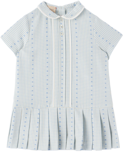 Shop Gucci Baby Blue Square G Dress In 9738 Milk/azure/mc