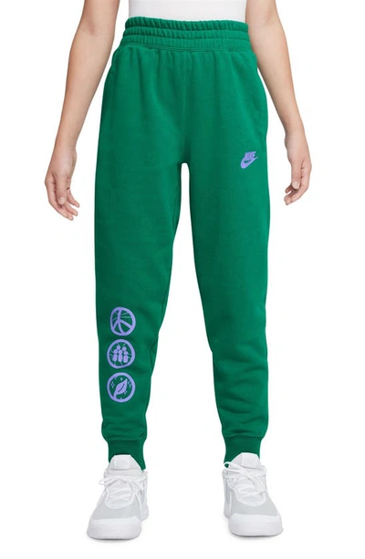 Shop Nike Kids' Culture Of Basketball Joggers In Malachite/ Light Thistle