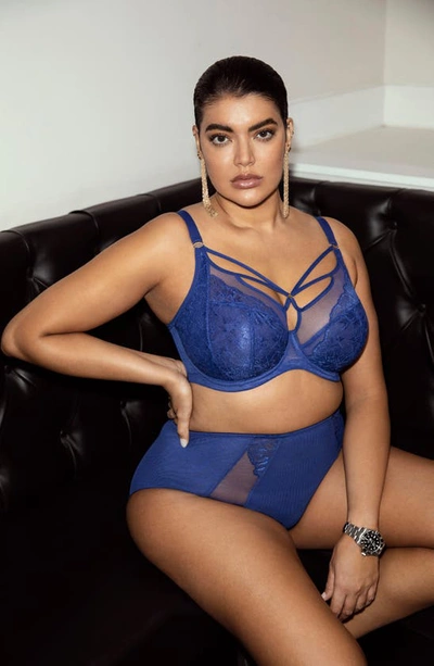 Elomi Brianna Underwire Strappy Plunge Bra In Lapis