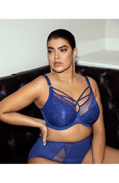 Elomi Brianna Underwire Strappy Plunge Bra In Lapis