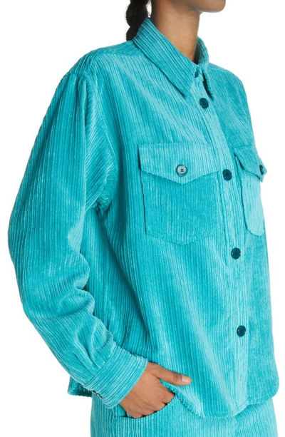 Shop Isabel Marant Madiana Button-up Corduroy Shirt In Aqua