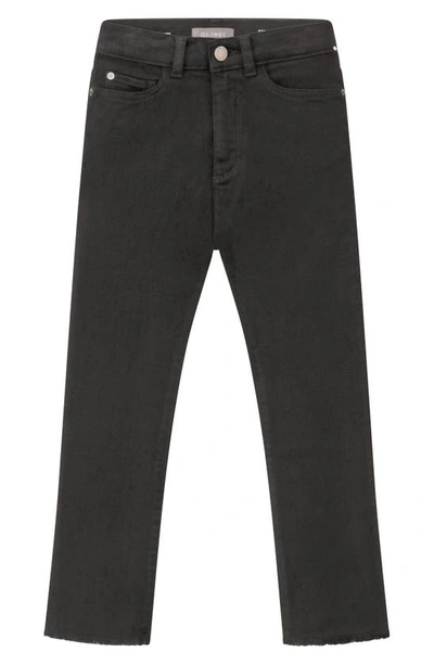 Dl1961 Girl's Emie High Rise Straight-leg Denim Jeans In Black Peached Raw