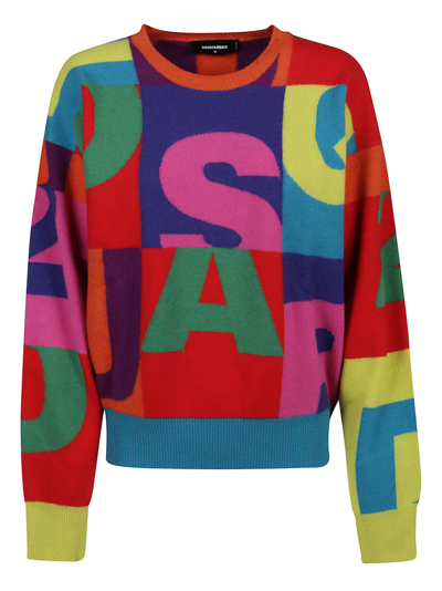 Dsquared2 Knitwear With Crew Neck And Graphic Pattern In Multicolor