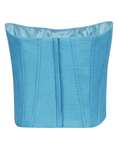 Shop Giuseppe Di Morabito Boucle` Bustier Top In Bright Sky Blue