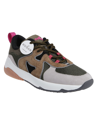 Shop Hogan H597 Sneakers In Militare/grigio/marrone