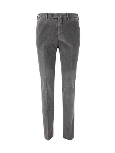 Shop Pt01 Flat Front Trousers With Diagonal Pockets In Dark Grey