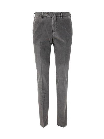 Pt01 Flat Front Trousers With Diagonal Pockets In Dark Grey