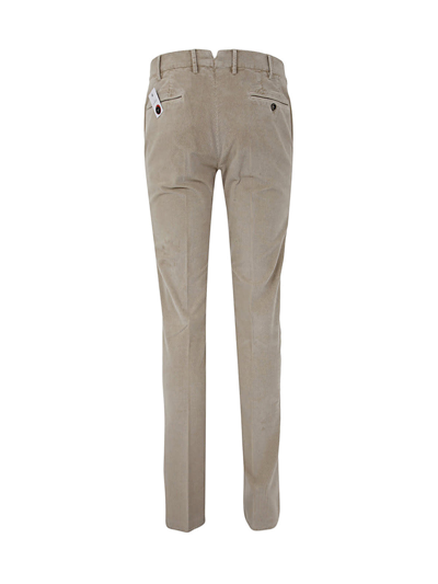 Shop Pt01 Flat Front Trousers With Diagonal Pockets In Cold Beige