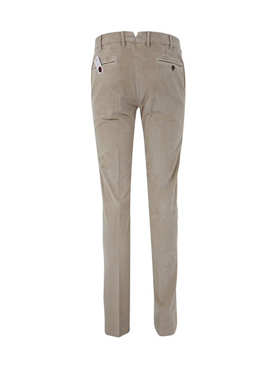 Pt01 Flat Front Trousers With Diagonal Pockets In Cold Beige