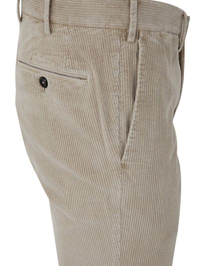 Pt01 Flat Front Trousers With Diagonal Pockets In Cold Beige