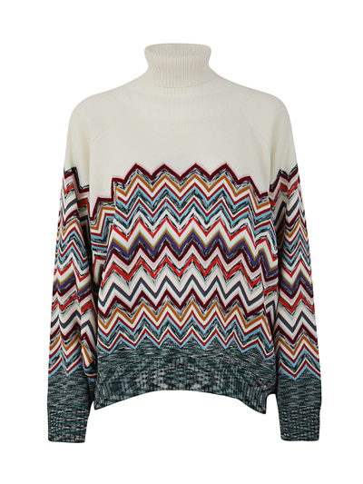 Shop Missoni Roll Neck Sweater In Gv Multicolor Light