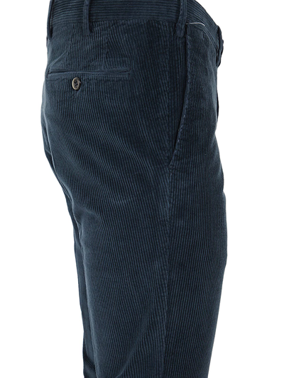 Shop Pt01 Flat Front Trousers With Diagonal Pockets In Dark Blue