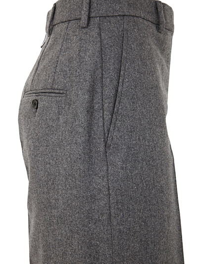 Shop Thom Browne High Waisted Straight Leg Trouser W/ Engineered Tonal 4 Bar In Flannel In Med Grey