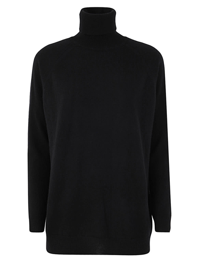 Shop Drumohr Oversized Turtle Neck Side Splits Detail In Black