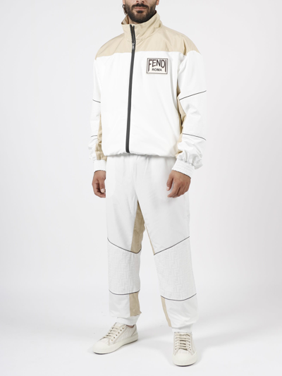 Shop Fendi Ff Nylon Pants In White