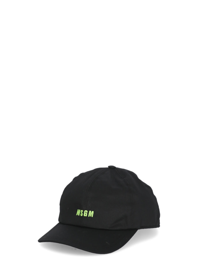 Shop Msgm Baseball Cap With Logo In Black