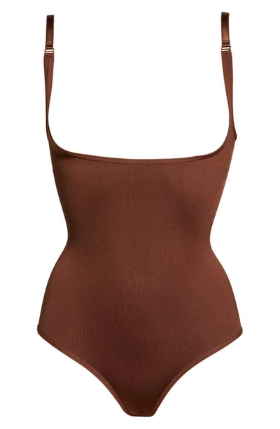 Shapermint Open Bust Shaper Bodysuit In Chocolate