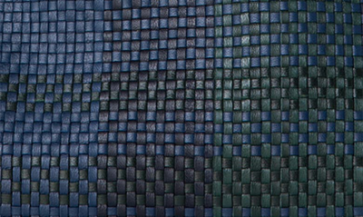 Shop Akris Small Al Plaid Woven Leather Tote In Gallus Green/ Black/ Indigo