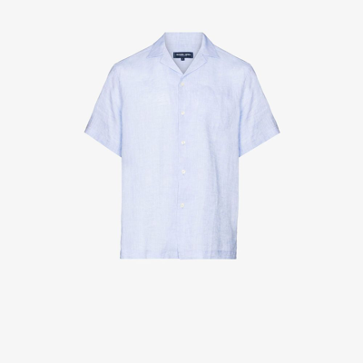 Shop Frescobol Carioca Blue Angelo Linen Shirt