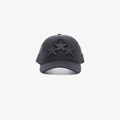 Shop Amiri Black Three Star Cotton Trucker Hat