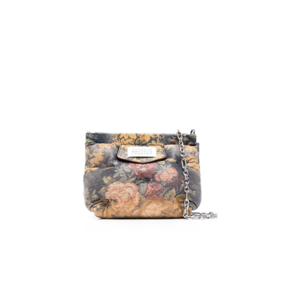Shop Maison Margiela Grey Glam Slam Floral Leather Mini Bag In Yellow